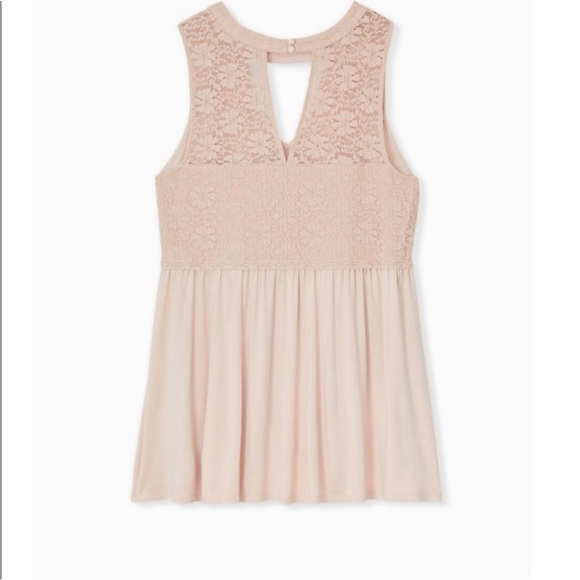 Torrid Super Soft Sleeveless Lace Babydoll Top Blush Pink Size 1 Plus Stretch‎ - Picture 1 of 9